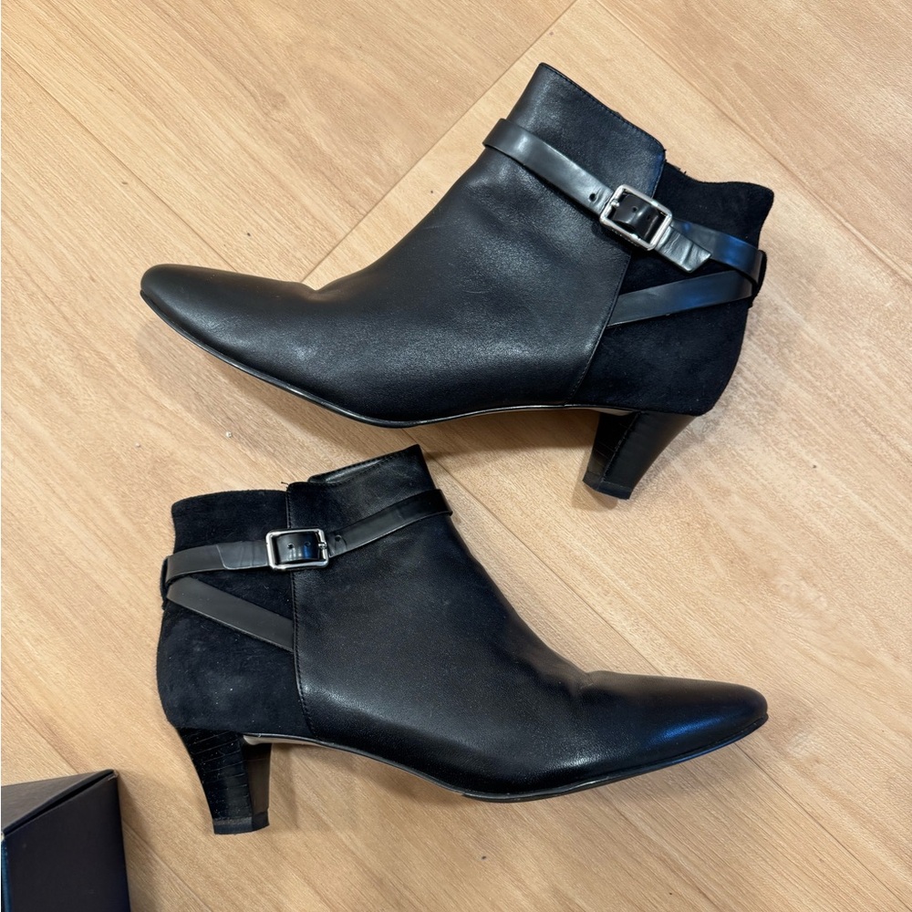 Cole Haan Signature Sylvan Booties Black Leather and Suede
